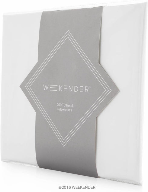 Weekender 200 Thread Count Hotel Pillowcases-Set of 2-Cotton Rich Blend-White-King, 2...