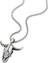 COOLSTEELANDBEYOND Stainless Steel Vintage Goat Bull Skull Pendant Necklace for Man, 30 inches Chain, Gothic Tribal...