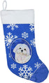 Caroline's Treasures SS4620-CS Maltese Winter Snowflakes Holiday Christmas Stocking Fireplace Hanging Stockings Christmas Season Party Decor Famil...