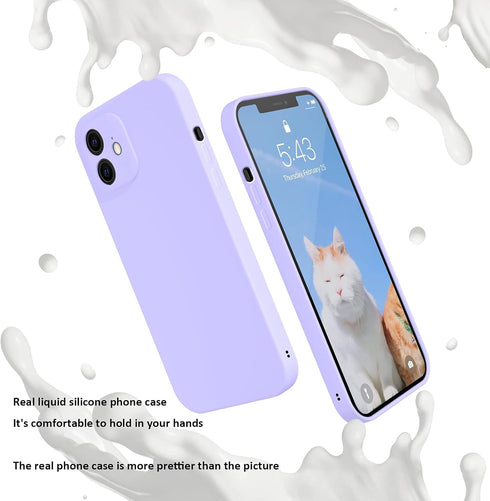 Case for iPhone 12 Silicone, Soft Liquid Silicone Gel Rubber Phone Case Shockproof Protective Case Cover with Camera Lens Protector for iPhone 12 ...