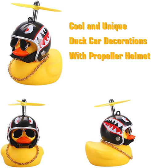 wonuu Rubber Duck Car Ornaments Yellow Duck Car Dashboard Decorations with Propeller Helmet...