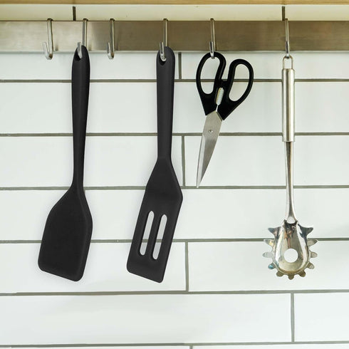 2 Pieces Mini Silicone Spatula, Nonstick Silicone Serve Turner, Small Spatulas for Kitchen Cooking, Heat Resistant Cookie Slotted Spatula (Black)...