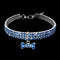 Dogs Kingdom Amazing 3 Rows Rhinestones Necklace Pet Cat Dog Collar Bling Rhinestone Bone Jewelry Party Wedding Accessories,Dark Blue,M:10-12" Nec...