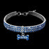 Dogs Kingdom Amazing 3 Rows Rhinestones Necklace Pet Cat Dog Collar Bling Rhinestone Bone Jewelry Party Wedding Accessories,Dark Blue,M:10-12" Nec...