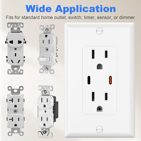 Decorator Wall Plate, Light Switch Outlet Cover with Screws, 1-Gang Standard Size 2.76"W x 4.5"H, Glossy White (10 Pack)...