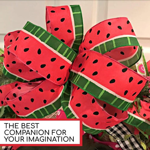 10 Yards 2.5 Inch Watermelon Ribbon Decorative Fruit Printed Satin Ribbon Summer Ribbon Watermelon Wreath for Crafts Wrapping DIY...