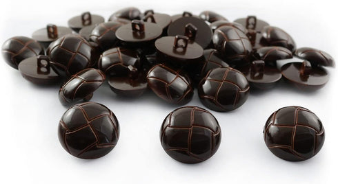 50PCS Brown Football Pattern Imitation Leather Style Plastic Shank Buttons Craft Plastic Buttons Round Black Plastic Imitation Leather Buttons Set...