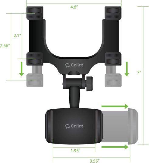 Cellet Vehicle Rear View Mirror Phone Holder Mount Universal Smartphone Cradle Compatible to Apple iPhone, Samsung Galaxy Smartphones, Google Pixe...