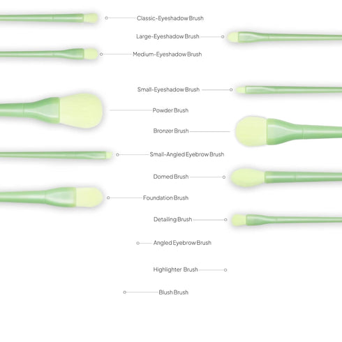 All in one Makeup Brushes kit for girls, 10 Pcs, Powder Brush, Foundation Brush, Blush Brush, Highlighting Brush, Eyeshadow Brushes (Shiny Green)...