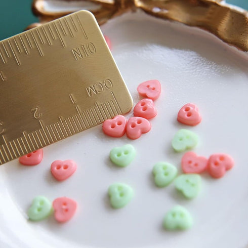 6mm / 0.24" Tiny Heart Shape Buttons, Micro Mini Buttons, in 20 Colors, Perfect for Doll Clothes (10PCS)...