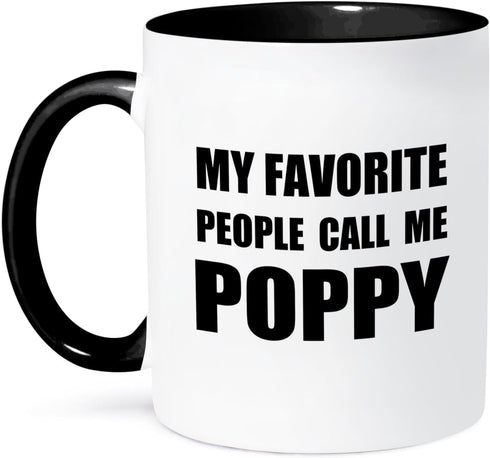 3dRose mug_232518_4 "My Favorite People Call Me Poppy - fun black text design for grandpa" Two Tone Mug, 11 oz, Black...