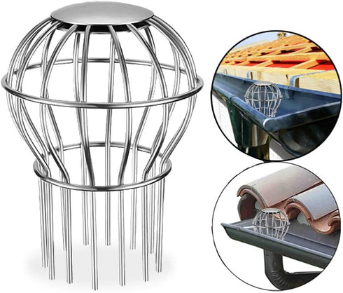 11Pcs Gutter Guard Downspout Leaf Filter Set, 2 Inch 304 Stainless Steel Seeds Debris Down Pipe Gutter Balloon Guard Filter Strainer Gutter Protec...