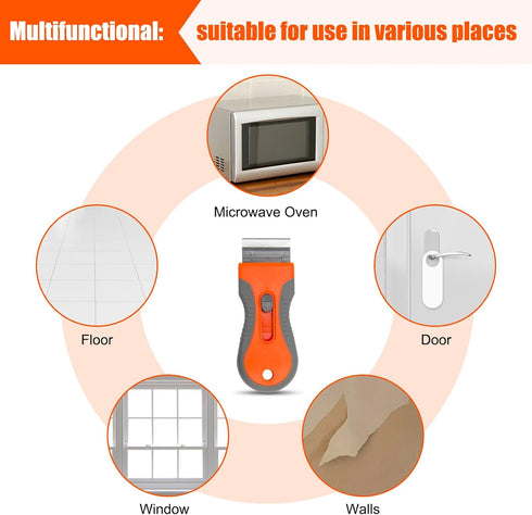2 PCS Razor Blade Scraper, Glass Scraper Scraping Tool with 20PCS Steel & Plastic Extra Blades for Removing Stickers, Papers, Food Residue, Paint,...