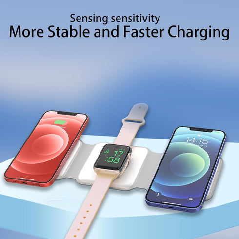 Wireless Charging Pad for Apple Multiple Devices ?3 in 1 Magnetic Foldable Travel Charging Station for iPhone 15 14 13 12 Pro Max Plus Watch & Air...