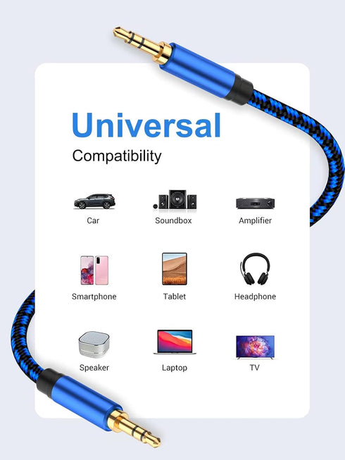 Aux Cord 6.6 ft 2Pack, 3.5mm Audio Cable Aux Cable for Car,Nylon Braided Audio Cable 3.5mm Male to Male for Headphone, Speaker, Phone, Car Stereo...