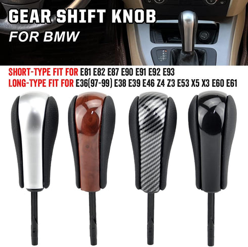 Short Type Black Car Automatic AT Short Long Gear Stick Shift Gear Knob Compatible with B-MW E81 E82 E87 E90 E91 E92 E93 E36 E38 E39 E46 Z4 Z3 E53...