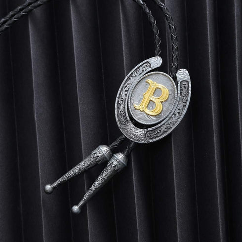 HUABOLA CALYN Vintage Bolo Tie for Men- Initial Letter ABCDMJR to Z Western Cowboy Bolo Tie for Women...