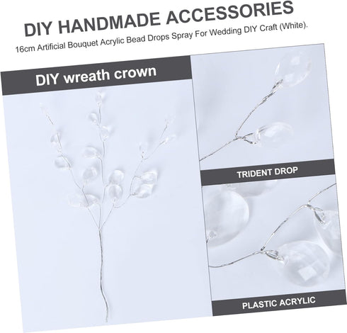 Artificial Bouquet Stems with Acrylic Bead Drops Flower Sticks Wedding Craft Decoration 50pcs...