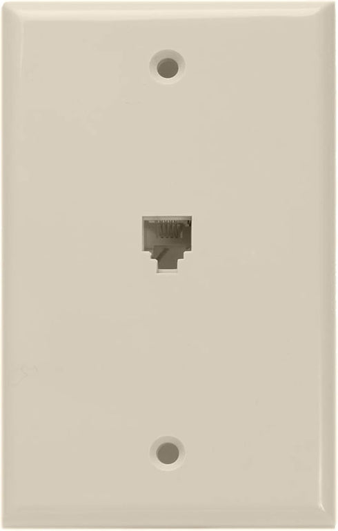 Leviton Standard Telephone Wall Jack, 6P4C, Screw Terminals, 40249-T, Light Almond...