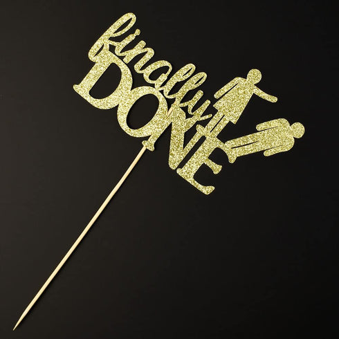 XIUHUBA Glitter Divorce Cake Topper, Finally Done, Gold Glitter, Divorce Party Decor...