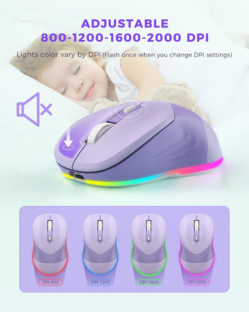 PEIOUS Wireless Mouse, Jiggler Mouse for Laptop - LED Mouse Rechargeable Computer Mice Mouse Mover Undetectable Random Movement with On/Off Button...