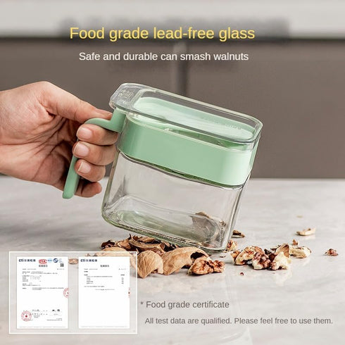 Condiment Jar Spice Container, Sugar and salt container set?Glass Seasoning Box with Spoon Dustproof Lid and Handle,for Kitchen, Counter,Food Stor...