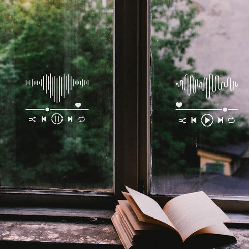 FINGERINSPIRE Music Player Painting Stencil 11.8x11.8 inch Reusable Music Playback Pause Pattern Stencil Music Themed Plastic Stencil for Painting...