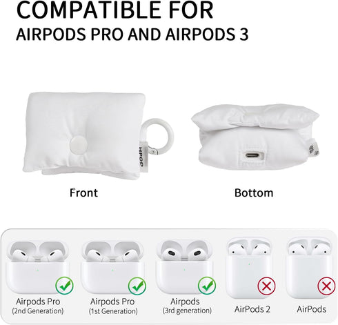 Compatible with AirPods Pro Case Cover,Fashionable and Trendy Down Cotton Padded Quilted Headphone Bag with Portable Rope Compatible for Airpods P...