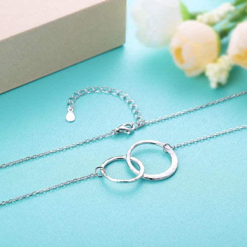 Sterling Silver Two Interlocking Circles Necklace Infinity Mother Daughter Necklace, Best Friend Sister Necklace Birthday Gift...