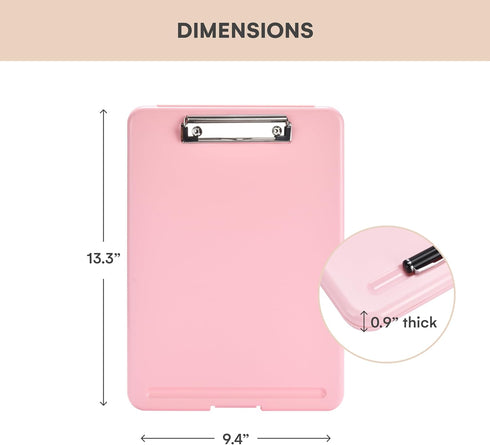 Flybold Pink Clipboard with Storage - Smooth, Sturdy and Durable Clipboard - Versatile Storage Space - Unique Design, Safe and Easy to Use - 13.3x...