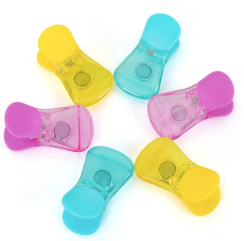 Plastic Refrigerator Magnet Clips Sets? Magnet Paper Clips, Snacks Bag Clips? Multipurpose Clips - Set of 6 (Neon Colors)...