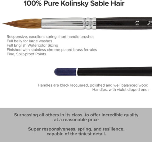 Creative Mark Rhapsody Kolinsky Sable Short Handle Brush - # 1, for Artists, Students, Professionals - Excellent Spring, Full Belly Washes, Englis...