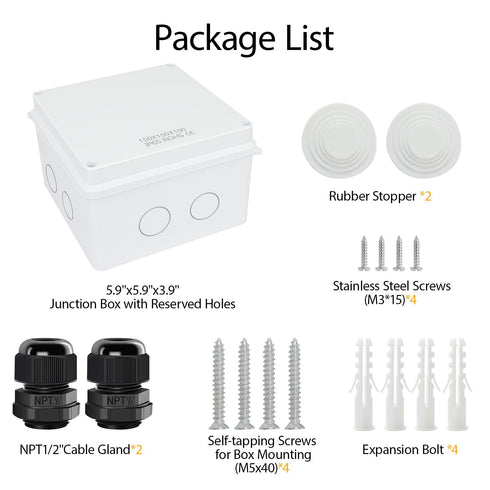 LeMotech Junction Box with Reserved Holes ABS Plastic Electrical Box IP65 Waterproof Dustproof Project Enclosure for Electronics White 5.9X 5.9X 3...