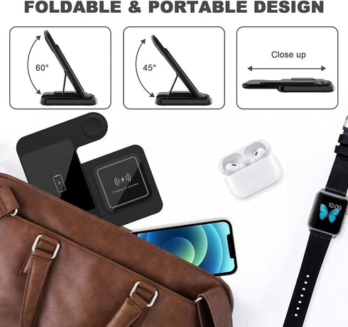 Wireless Charger 3 in 1 Wireless Charging Station for Multiple Devices 15W Fast Charging Stand for iPhone 15 14 Pro Max 13 12 11 XS XR 8 Plus, Air...