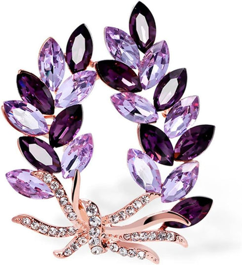 Purple Crystal Bauhinia Brooch Rhinestones Flower Brooches For Women Plant Lapel Pin Suit Dress Scarf Accessories Wedding Gift Jewelry...