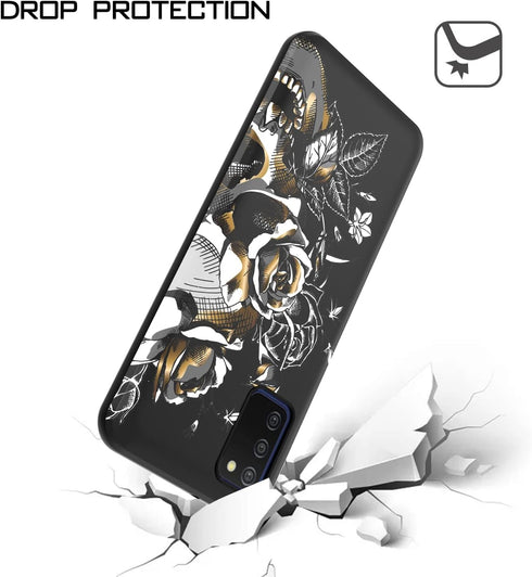 EnCases Cell Phone Case for Samsung Galaxy A03S, Samsung A03S Classic Black TPU Skull Shockproof Bumper Protective Case Cover for Women Girls Men...
