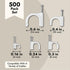 Juvale 500-Pack Round Cable Wire Clips for Wall Mounting, Extension Cord Holders, and Cable Management Staples in 5 Sizes for RJ45 Ethernet Connec...