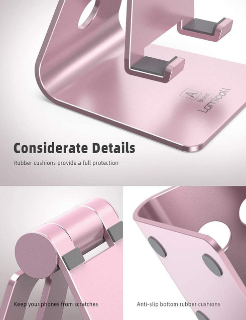 Lamicall Pink Phone Stand, Desk Accessories - Rose Gold Pink Cell Phone Holder, Office Decor, Office Desktop Accessories, Suitable for iPhone 16 1...