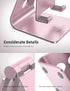 Lamicall Pink Phone Stand, Desk Accessories - Rose Gold Pink Cell Phone Holder, Office Decor, Office Desktop Accessories, Suitable for iPhone 16 1...