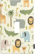Cartoon Animal Light Switch Cover Cute Hippo Crocodile Lion Elephant And Giraffe Funny Wildlife Single Toggle Wall Plate 1 Gang Standard Receptacl...