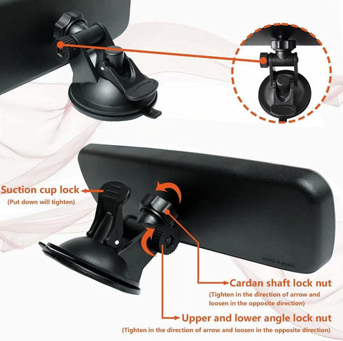 Rear View Mirror Suction Cup Rearview Mirror Universal Thickened Interior Rearview Mirror Wide Angle rearvier View Mirror for cars vehicles SUV Tr...