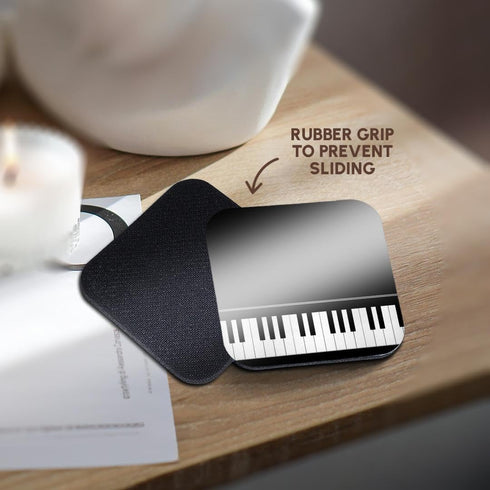 3dRose Black Piano Edge - Baby Grand Keyboard Music Design for Pianist Musical Player and Musician Gifts - Soft Coasters, Set of 8 (CST_112947_2)...