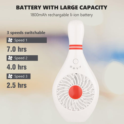 Handheld Portable Fan Bowling Pin Fan Mini Small Personal USB Fan for Home Office Sports Travel Bodybuilding and face fan for makeup Festival Holi...
