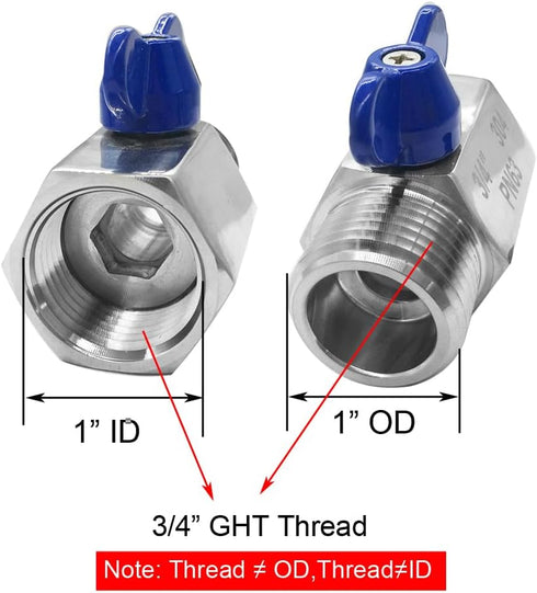 Heavy Duty 3/4 Inch Stainless Steel Garden Hose Shut Off Valve 3/4"GHT Mlae to 3/4"GHT Female Connector...