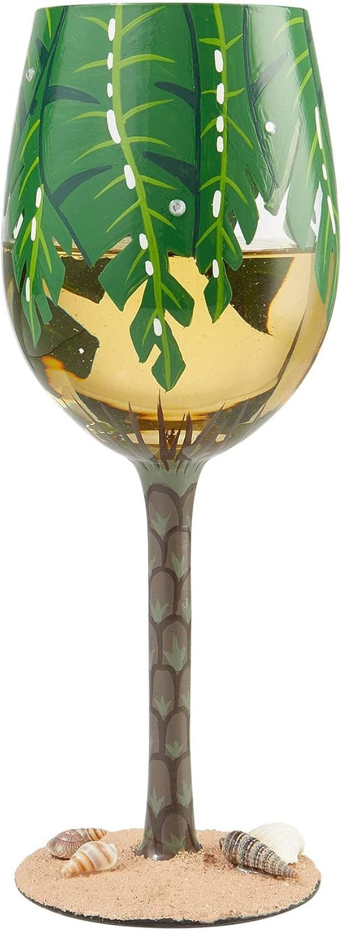 Enesco 6007485 Designs by Lolita Palm Tree Artisan Wine Glass, 15 Ounce, Multicolor...