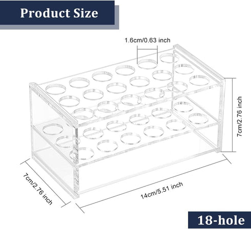 OLYCRAFT 18 Sockets Acrylic Clear Test Tube Rack Transparent Acrylic Test Holder Rack Centrifuge Tube Holder Labortory Display Stands Lab Supplies...