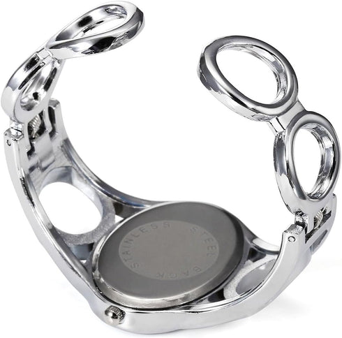 Top Plaza Women Fashion Silver Tone Circle Band Arabic Numeral Scale Bangle Cuff Dress Bracelet Watch - Valentine's Day Gift...