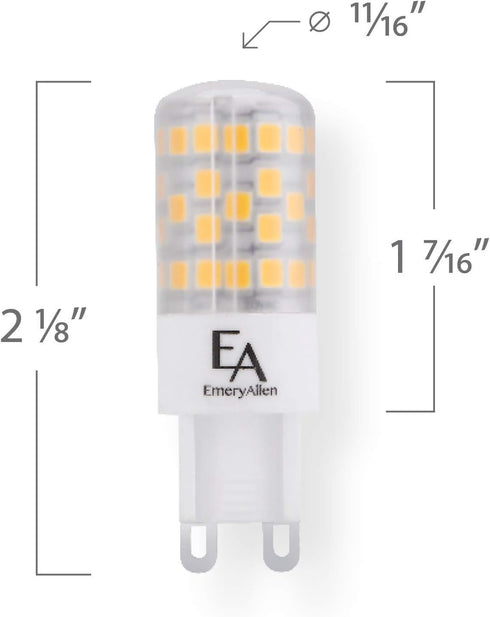 EmeryAllen EA-G9-4.5W-001-279F-D Dimmable Miniature Bi-Pin Base JA8 Compliant LED Light Bulb, 120V-4.5Watt (50W Equivalent) 450 Lumens, 2700K, 1 P...