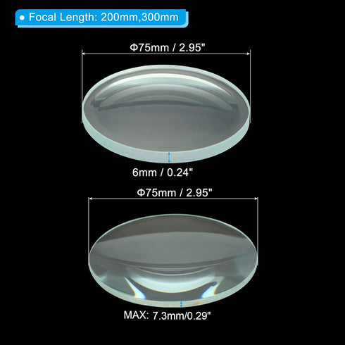 PATIKIL 0.8" 1" (200mm 300mm) Focal Length Double Convex and Concave Lens Set, Glass Optically Polished Round Edges Lens for Physics Experiment Cl...