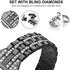 Bands Compatible with Fitbit Versa 2/Versa Lite/Versa, Women Replacement Metal Rhinestone Bling Bracelet Wristband, Black...
